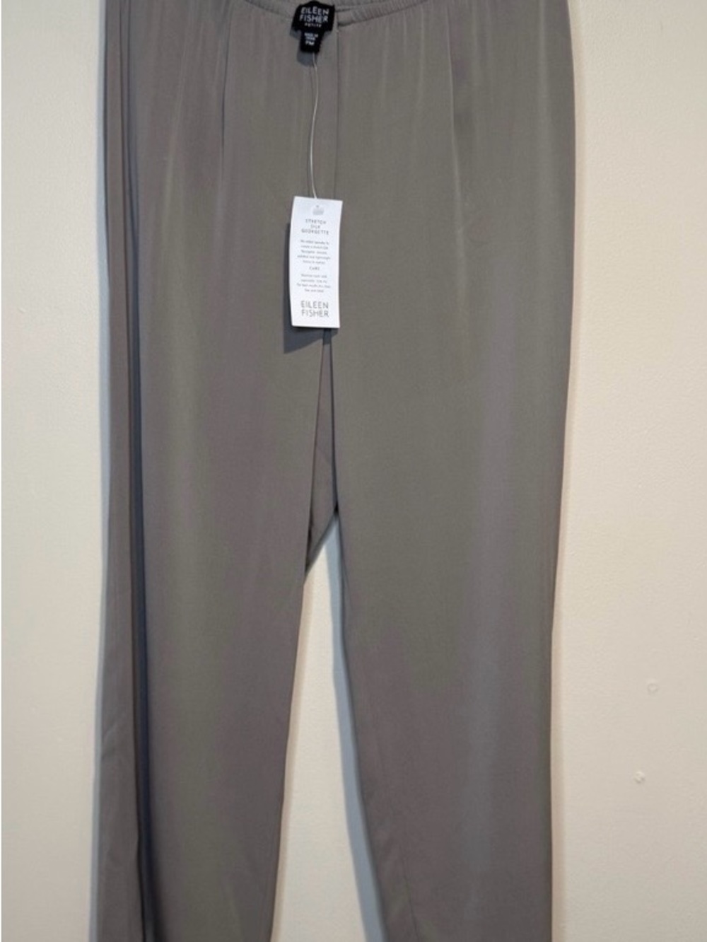 Eileen Fisher Straight-Leg Silk Blend Pants in Taupe Gray - Medium Petite